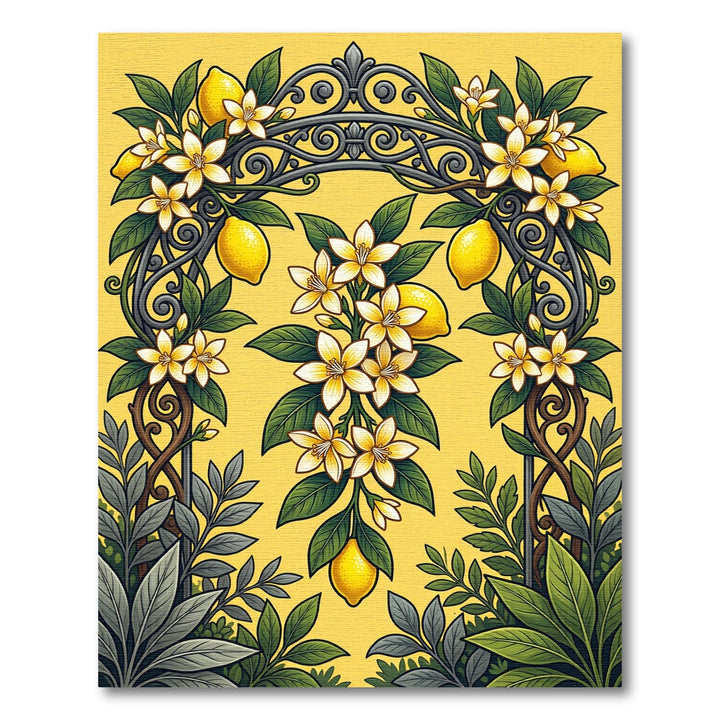 Vibrant Yellow Lemon Blossom Arch Rug