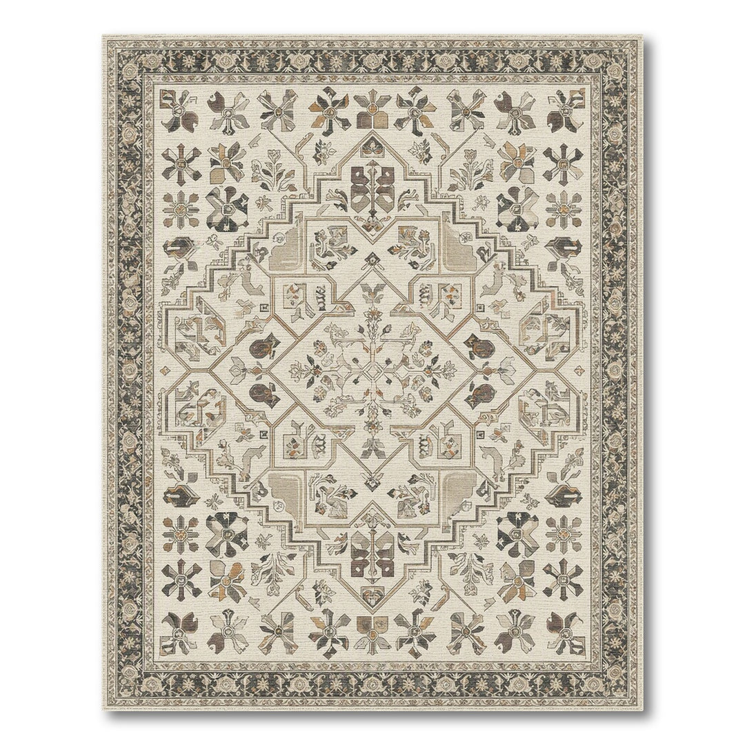 Beige Neutral Traditional Persian Area Rug