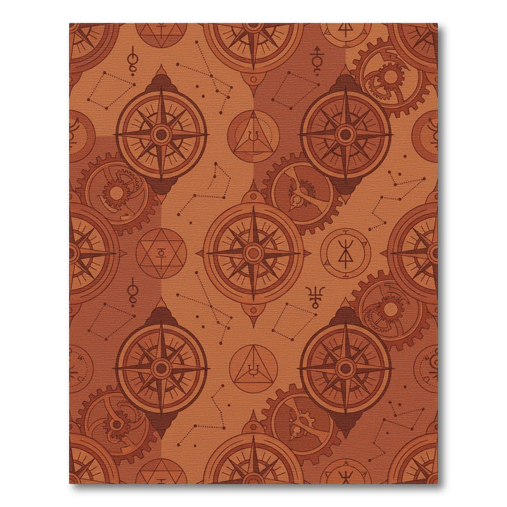 Copper Compass Steampunk Celestial Gears Rug