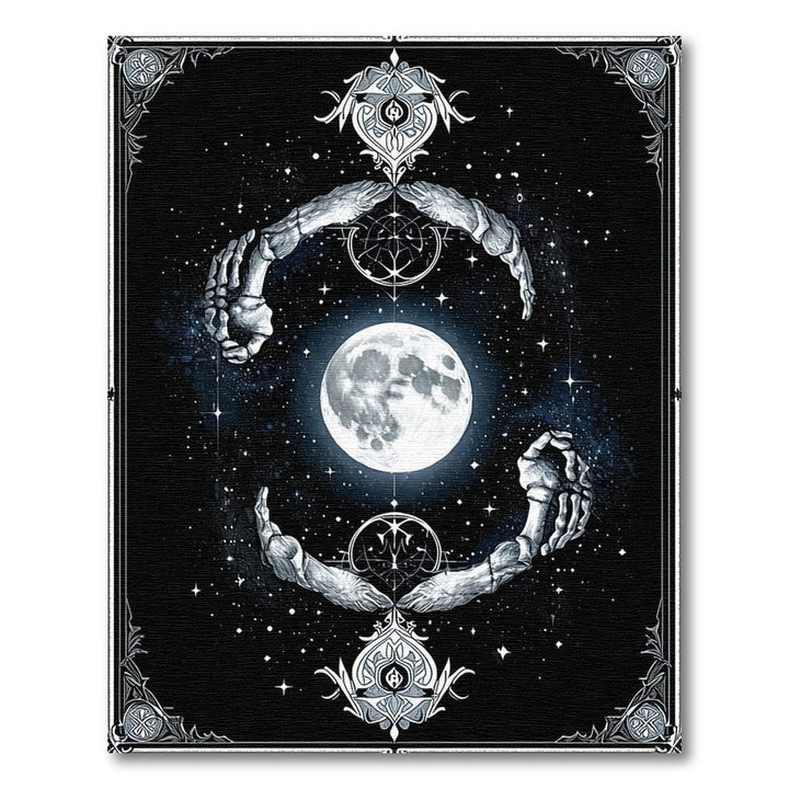 Celestial Moon Skeleton Hands Area Rug