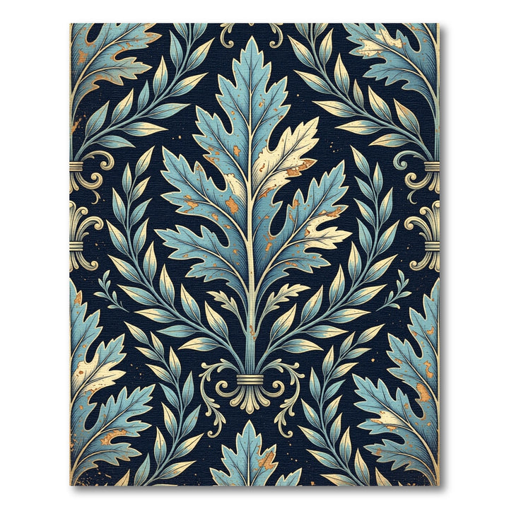Ornate Blue Golden Leaf Acanthus Rug
