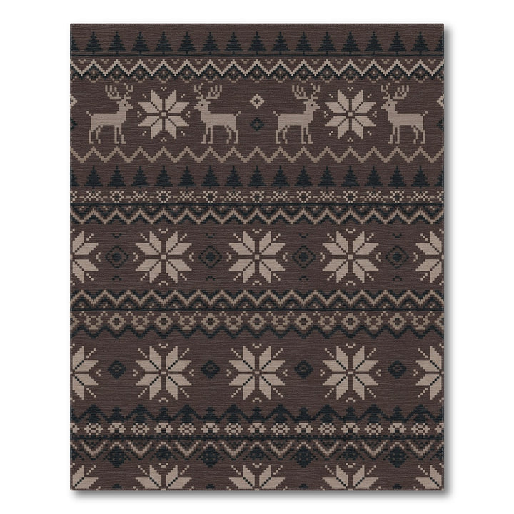 Rustic Brown Deer Snowflake Jacquard Rug