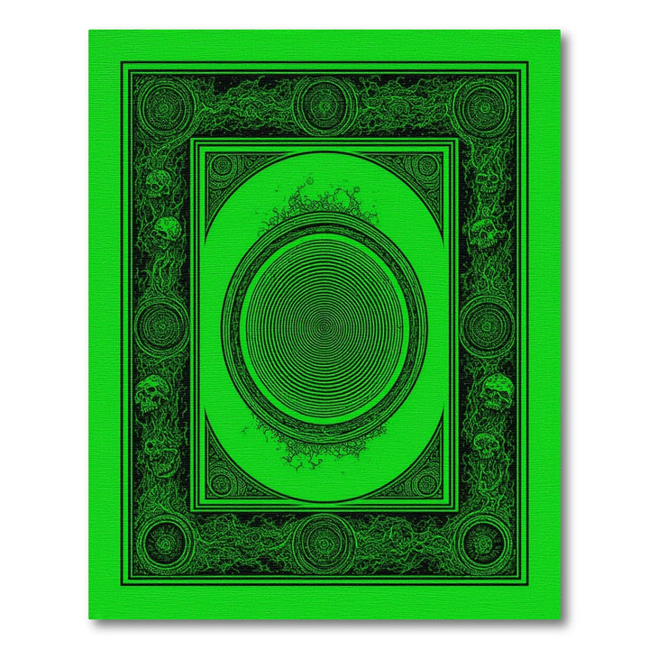 Green Skull Spiral Geometric Area Rug