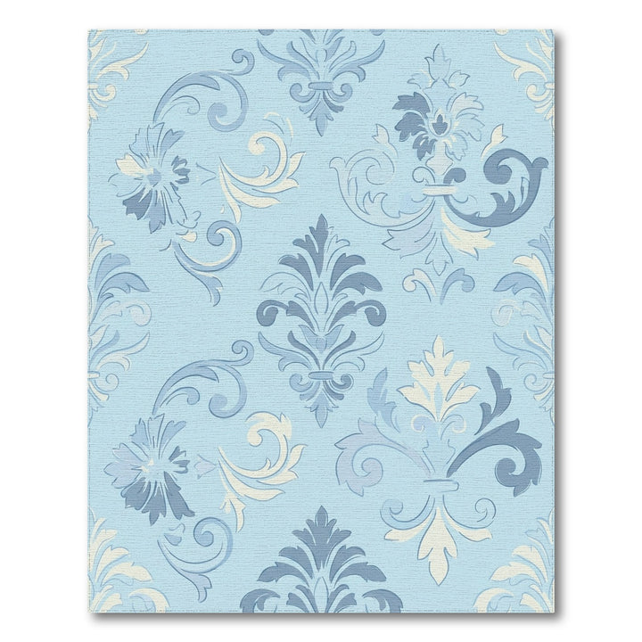Powder Blue Ornate Scroll Medallion Rug