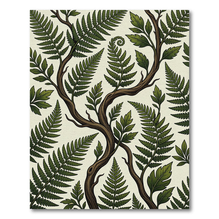 Vintage Fern Frond Botanical Rug