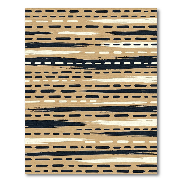 Beige, Black And White Dash Rug