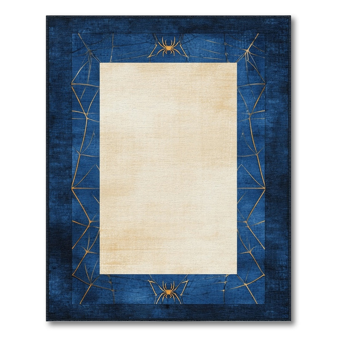 Navy Blue Gold Spider Web Area Rug