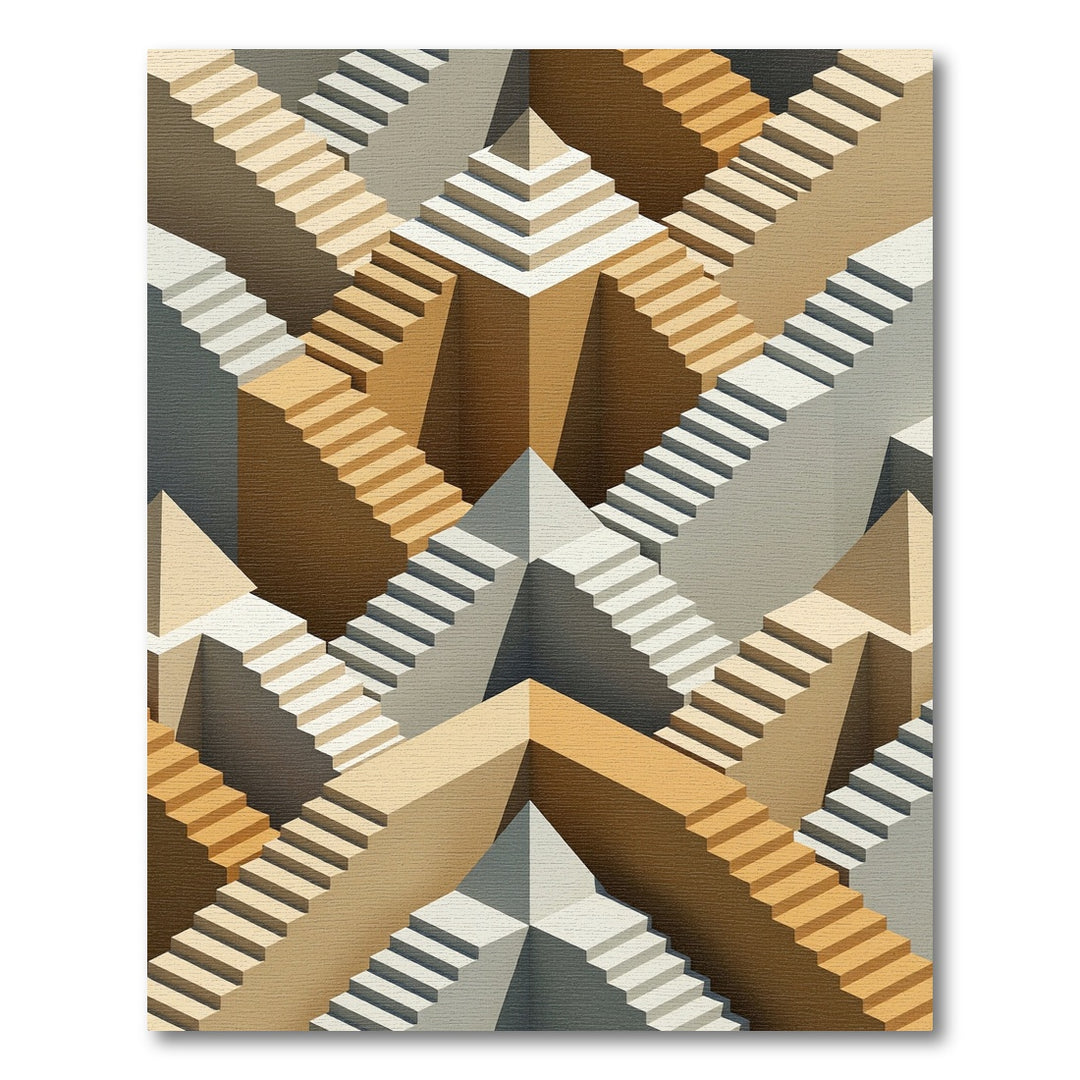 Escher Inspired Geometric Staircase Rug