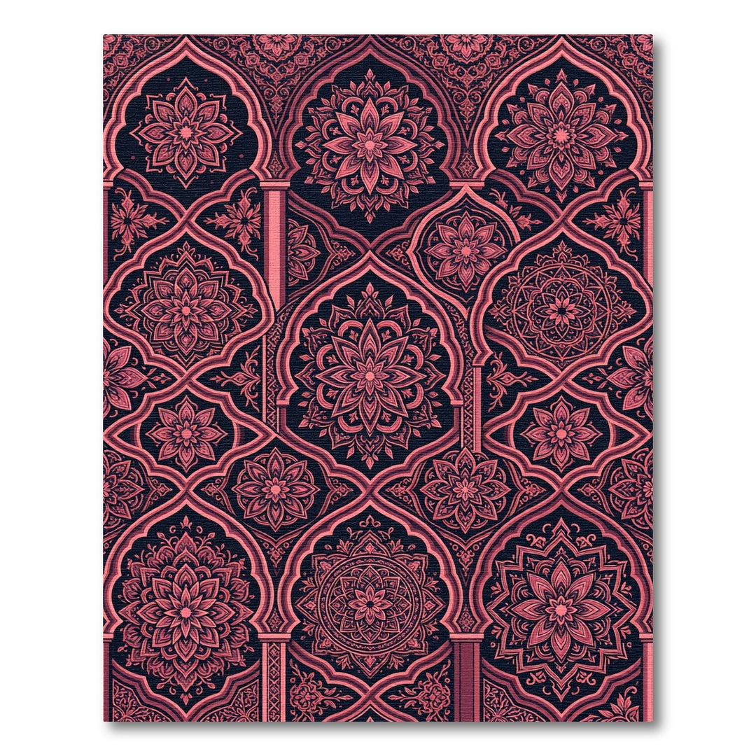 Crimson Archway Mandala Collage Rug