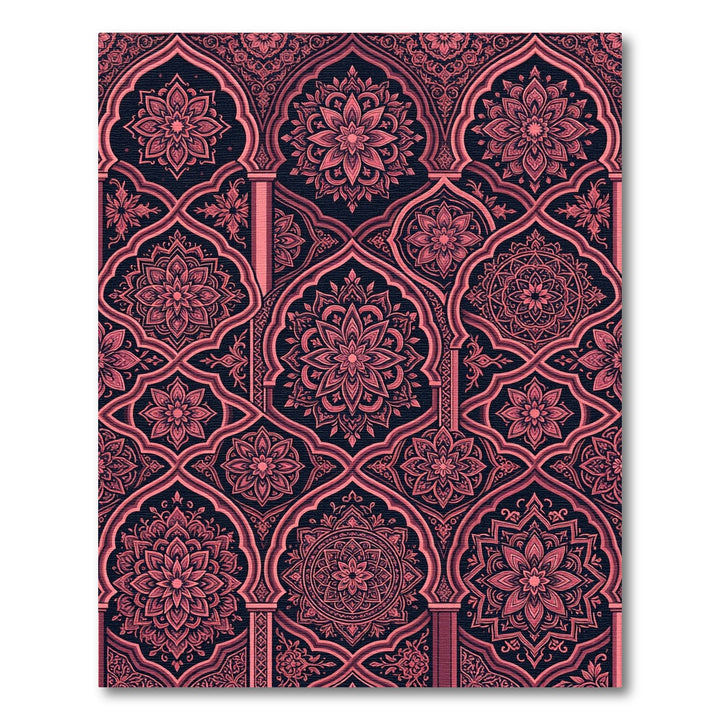Crimson Archway Mandala Collage Rug