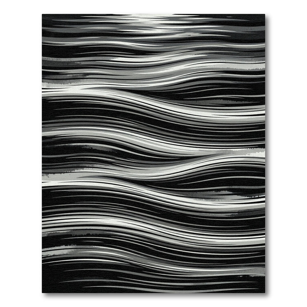 Monochromatic Abstract Wavy Stripes Rug