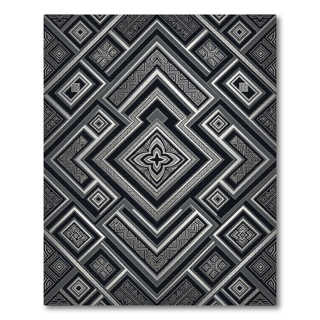 Monochromatic Geometric Art Deco Rug