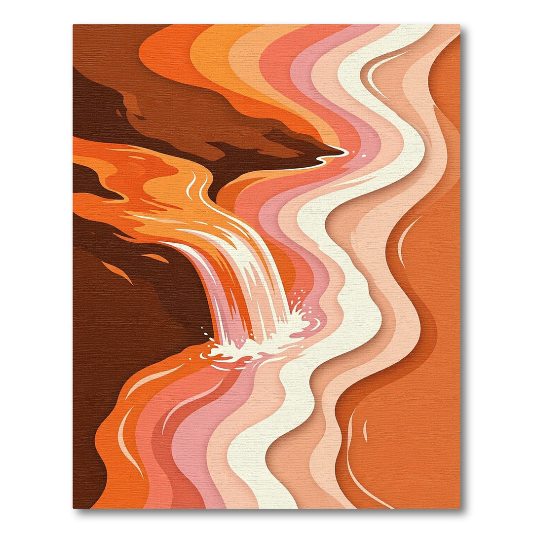 Warm Coral Waterfall Flow Rug