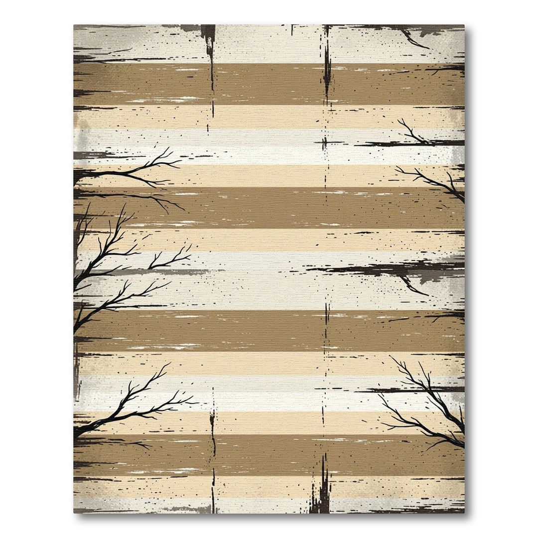 Earthy Rustic Striped Tree Branch Rug