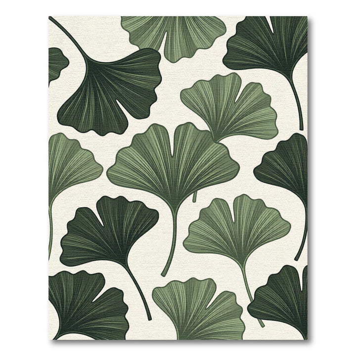 Deep Green Ginkgo Leaf Spread Rug