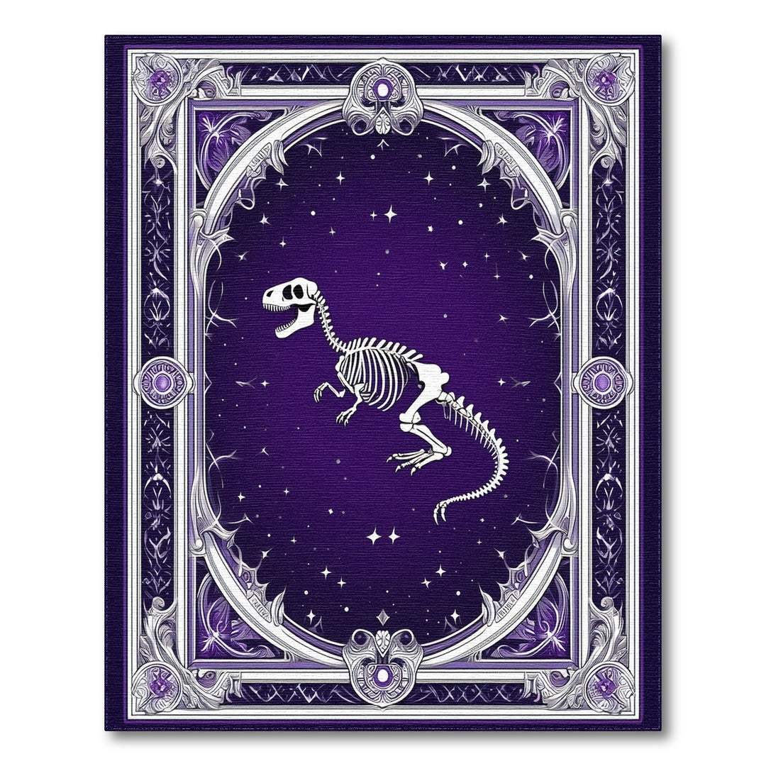 Starry Purple T-Rex Skeleton Area Rug