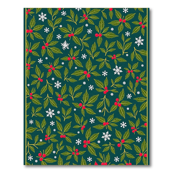 Teal Holly Berry Snowflake Festive Pattern Rug