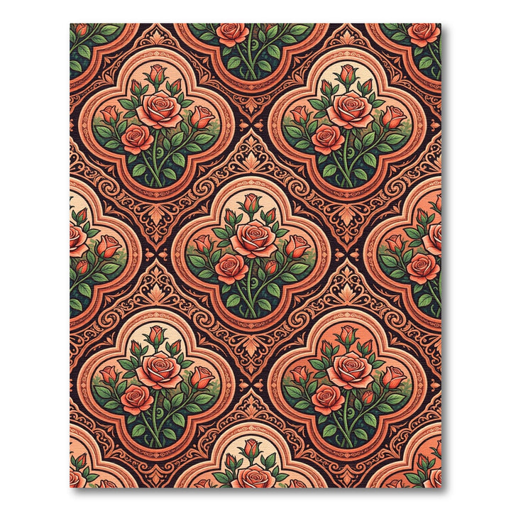 Coral Roses Ornamental Medallion Rug