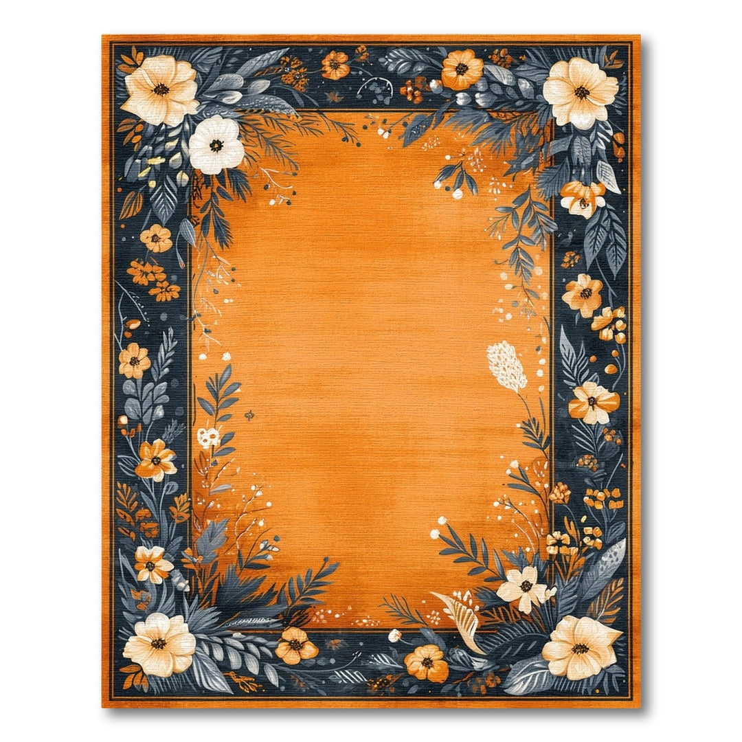 Orange Floral Vintage Area Rug