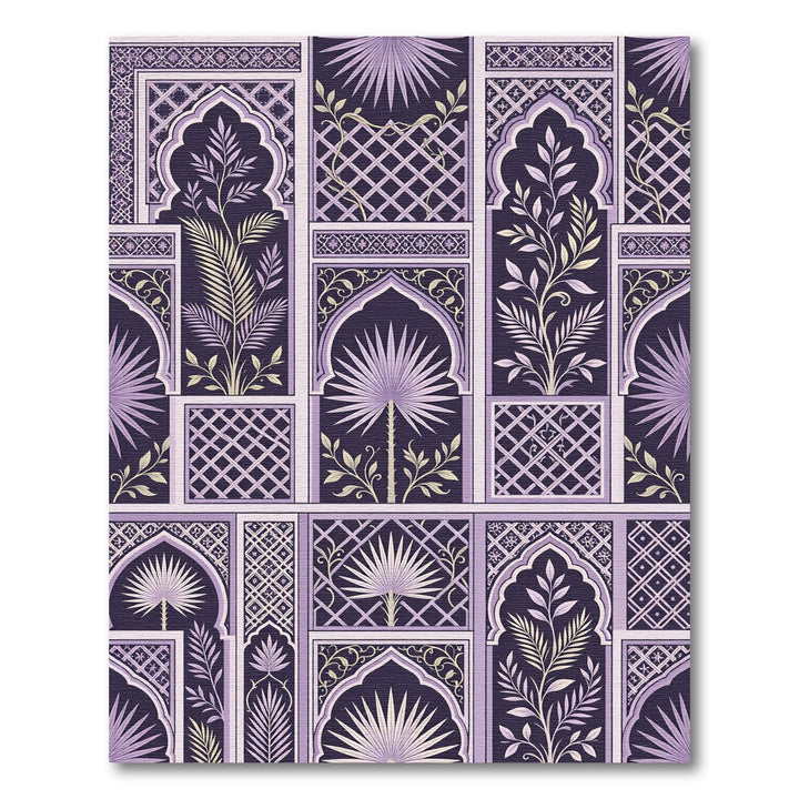 Art Deco Purple Palm Arch Tapestry Rug