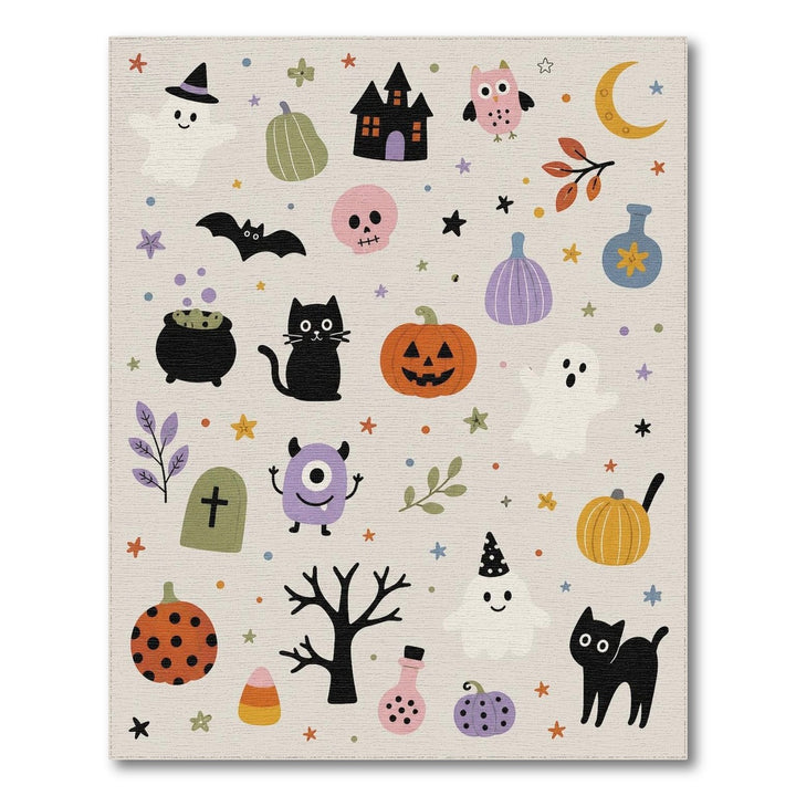 Halloween Cartoon Ghost Pumpkin Kids Rug