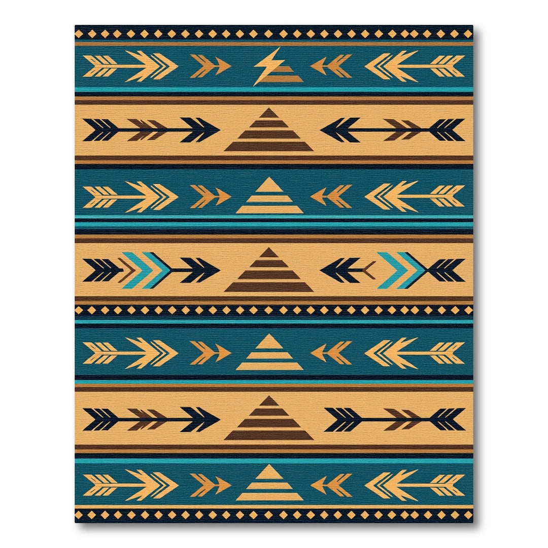 Tribal Arrows Teal Amber Geometric Rug