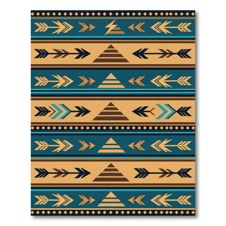 Tribal Arrows Teal Amber Geometric Rug