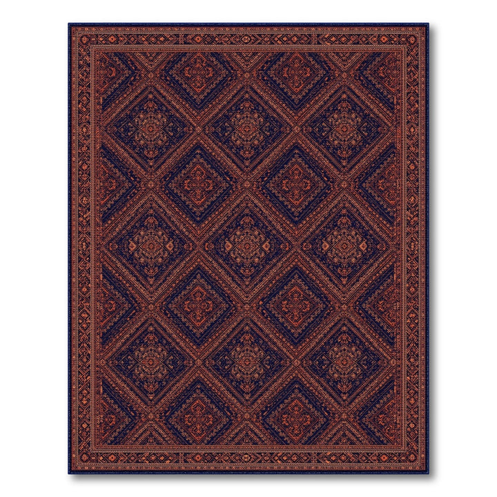 Blue and Teal Diamond Navy Blue Geometric Diamond Area Rug