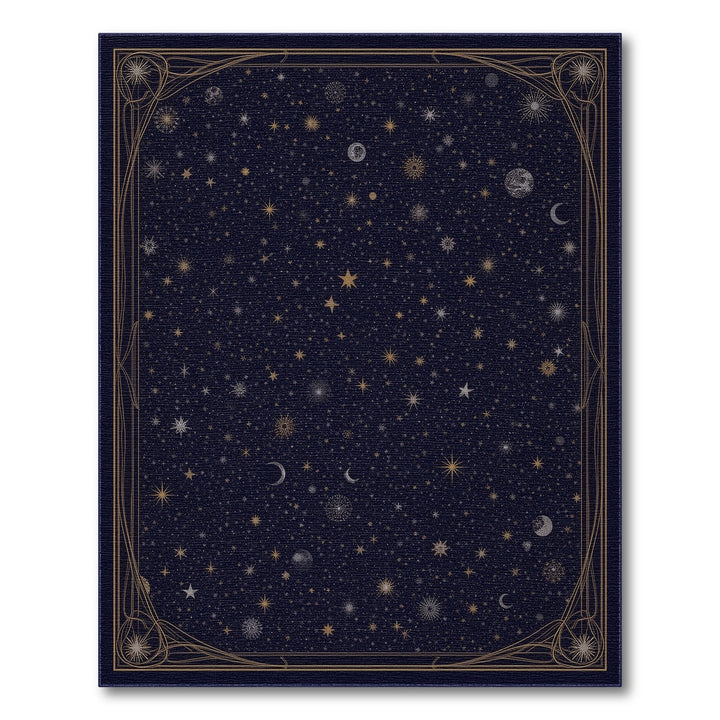 Navy Celestial Stars Gold Border Rug