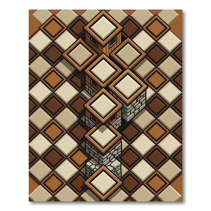 Brown Tonal Diamond Geometric Abstraction Rug