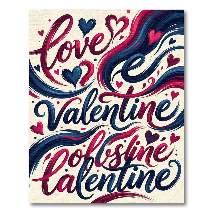 Love Valentine Hearts Calligraphy Rug