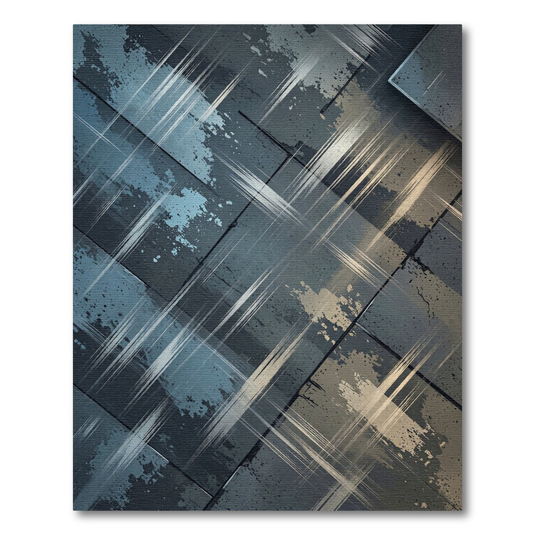 Abstract Slate Brushstroke Overlay Rug