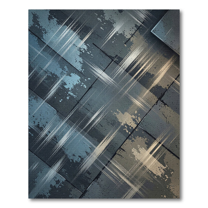 Abstract Slate Brushstroke Overlay Rug