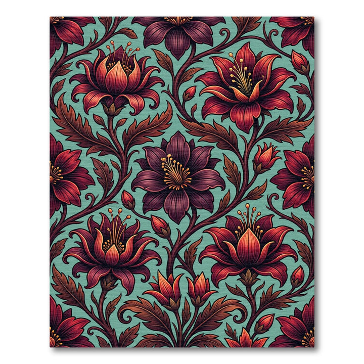 Elegant Red Lotus Floral Art Rug
