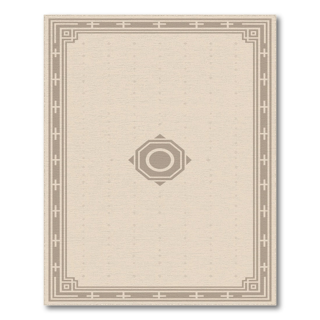 Beige Geometric Octagon Medallion Rug