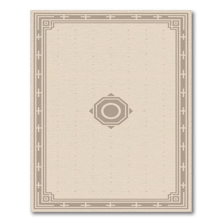 Beige Geometric Octagon Medallion Rug