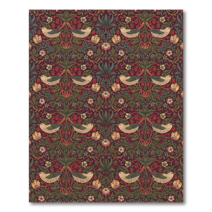 Burgundy Bird and Strawberry Garden Rug