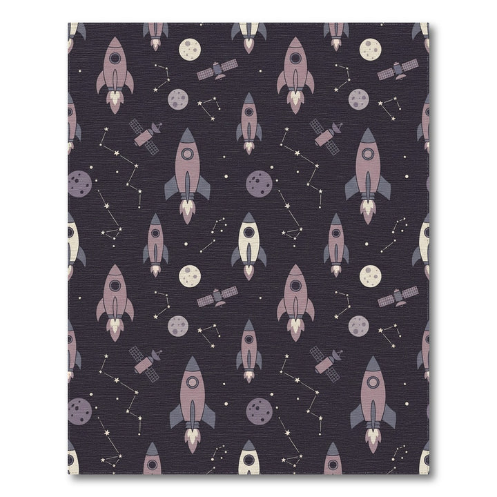 Retro Space Rocket Constellation Night Rug
