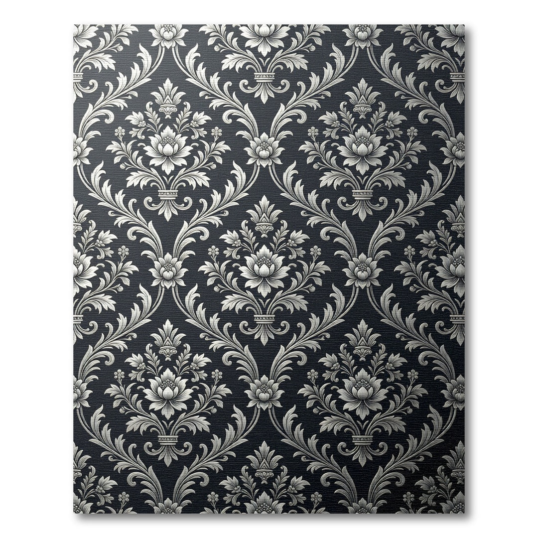 Damask Silver Floral Scroll Rug