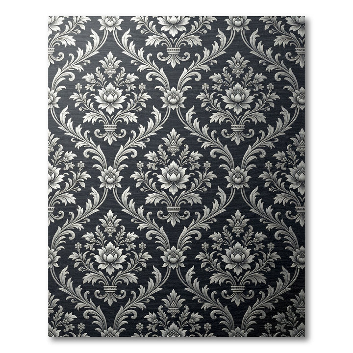 Damask Silver Floral Scroll Rug
