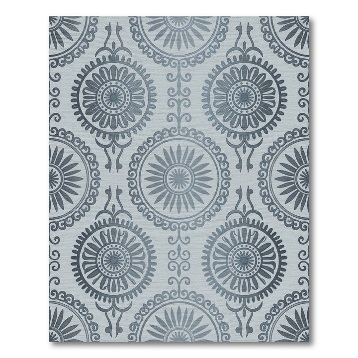 Silver Medallion Sunburst Mandala Rug