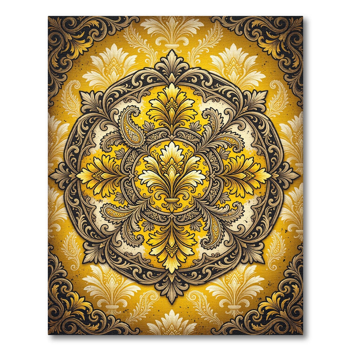 Elegant Gold Black Fleur-de-lis Rug