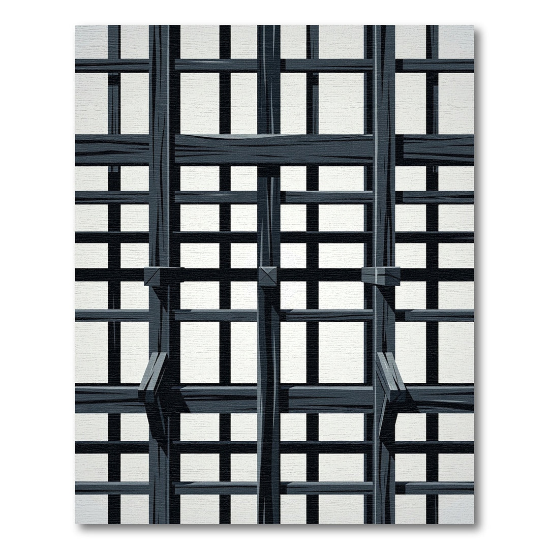Dark Gray Wood Lattice Overlay Rug