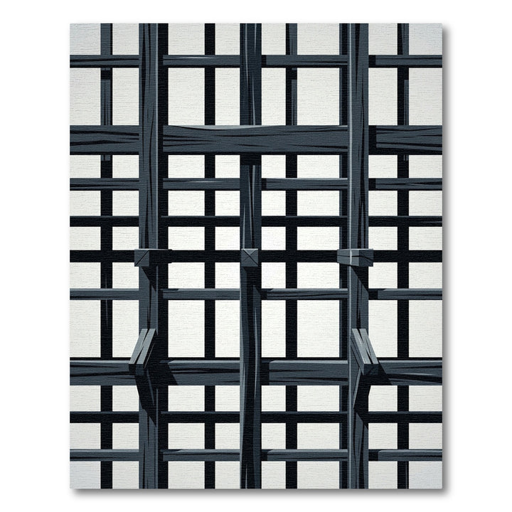 Dark Gray Wood Lattice Overlay Rug