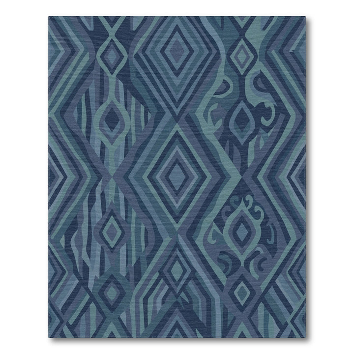 Deep Teal Diamond Abstract Overlay Rug