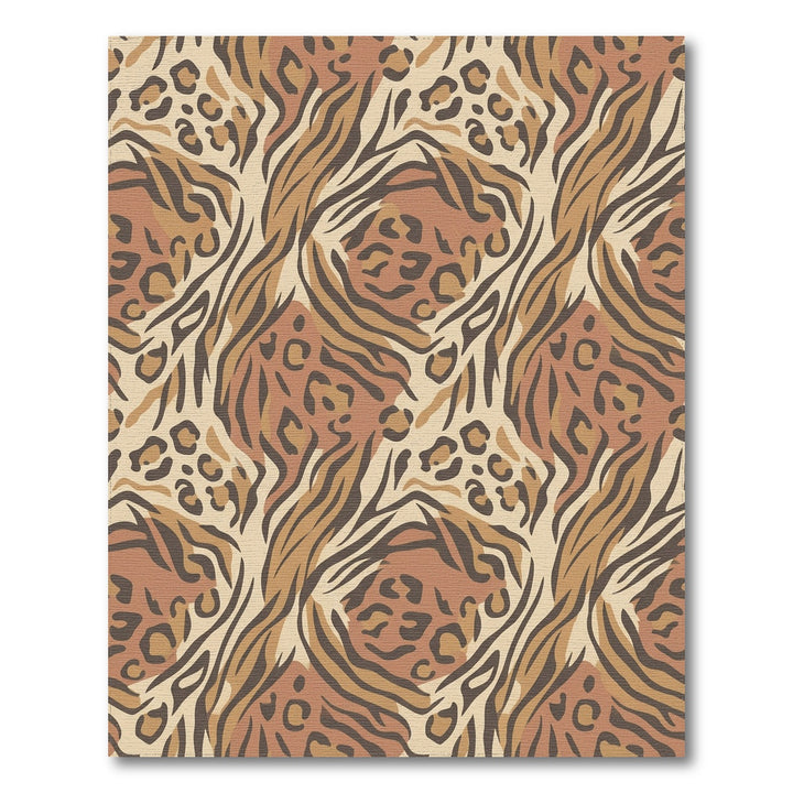 Earthy Leopard Tiger Mixed Media Rug