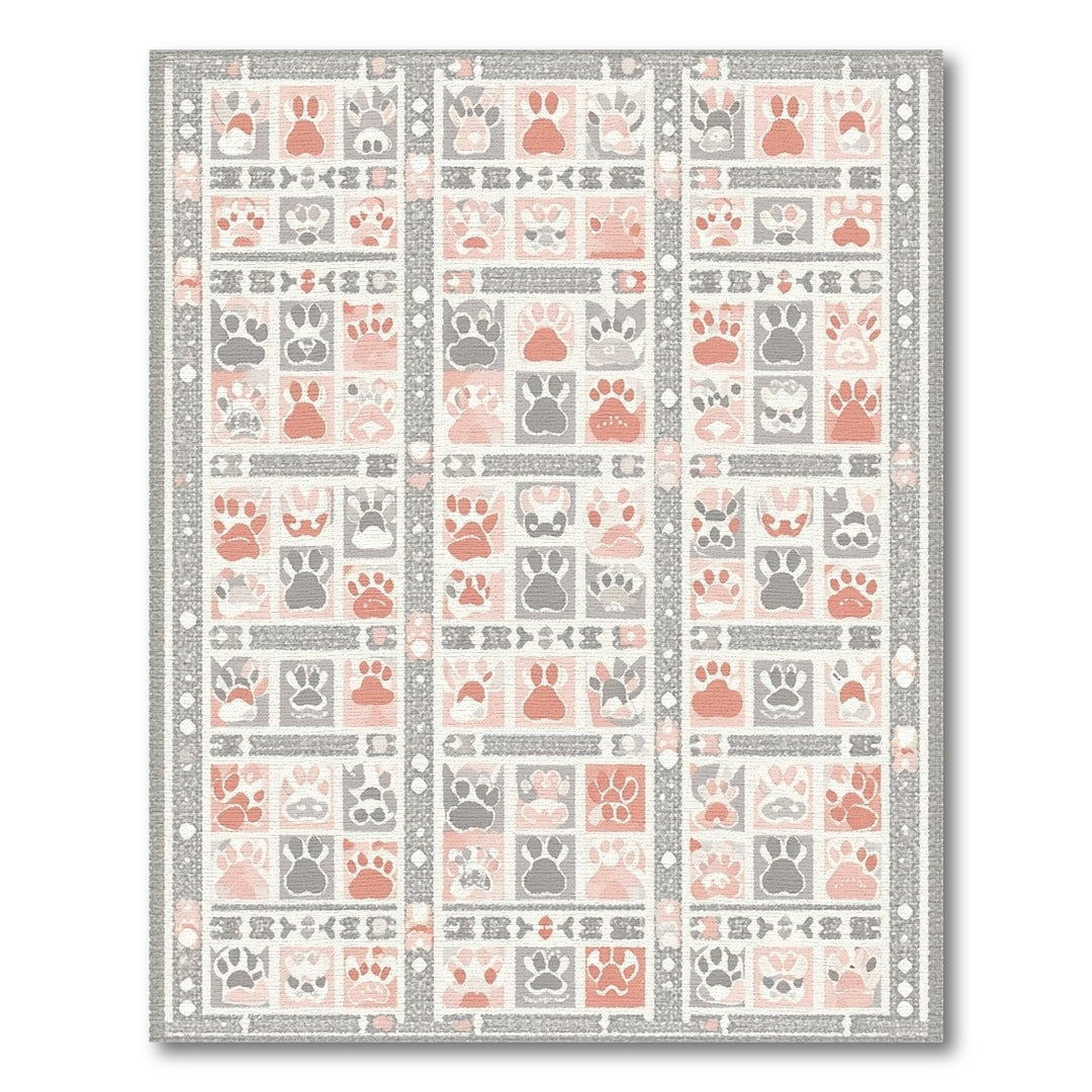 Pink Paw Print Kids Washable Area Rug