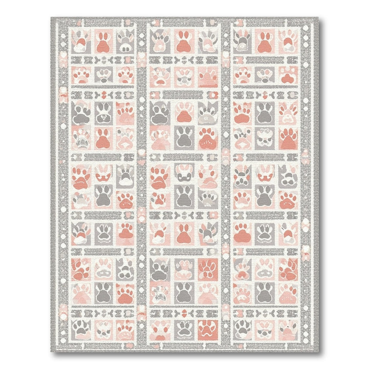 Pink Paw Print Kids Washable Area Rug