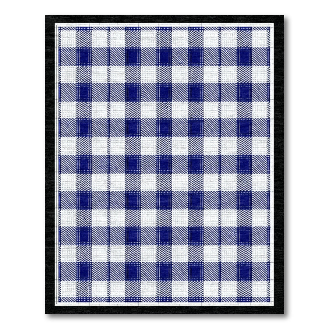 Geometric Modern Navy Blue Checkered Area Rug