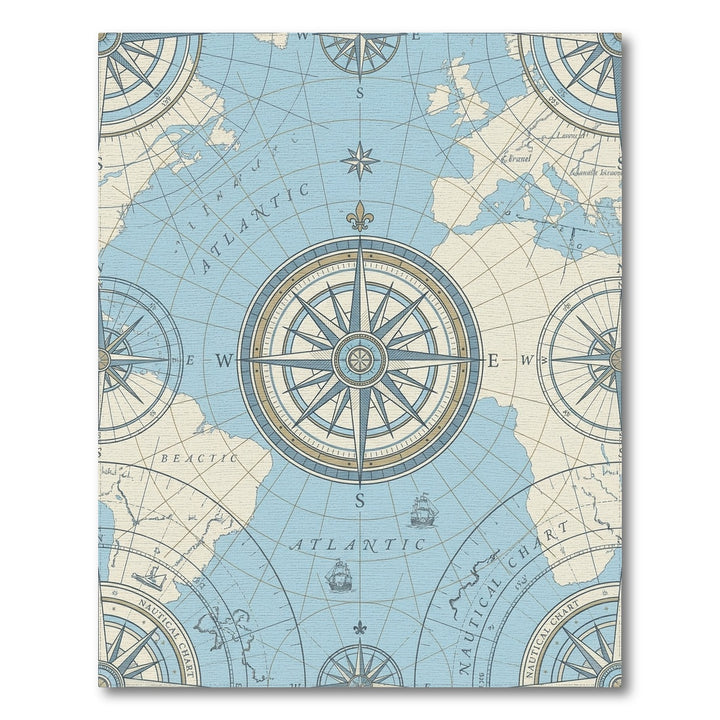 Nautical Compass Rose Atlantic Map Rug